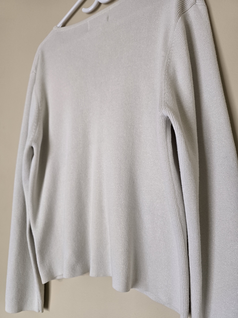 Jessica Metallic Shimmer Beaded Cardigan Cream Silver Large - Picture 8 of 9